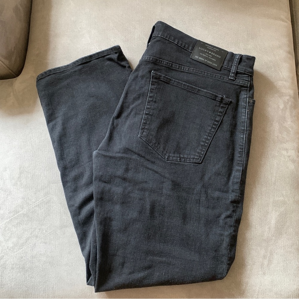 Mens 363 Straight Lucky Brand black denim jeans 36/32